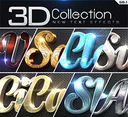 极品3D金属质感的PS图层样式：New 3D Collection Text Effects GO.1